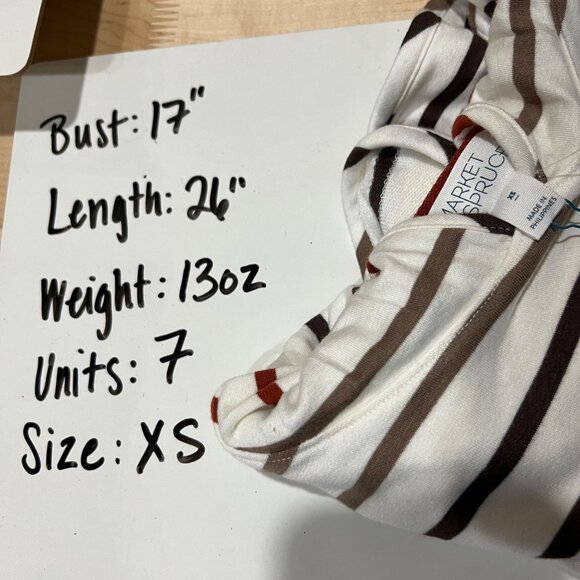 Market & Spruce Striped Hoodie Long Sleeve Cozy Top Ivory Red Brown Size XS NWT - Picture 11 of 11